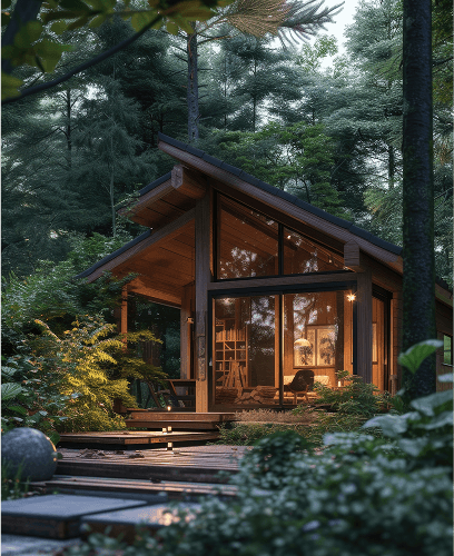 Cabin among trees